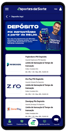 esporte da sorte metodos de deposito